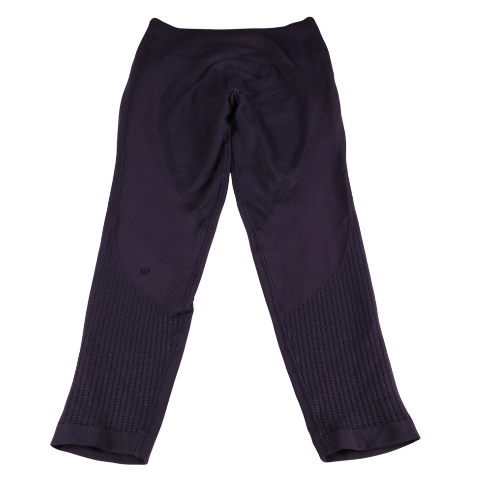 Lululemon Ebb To Street Crop Leggings Black Grape Size 12 High Rise Yoga